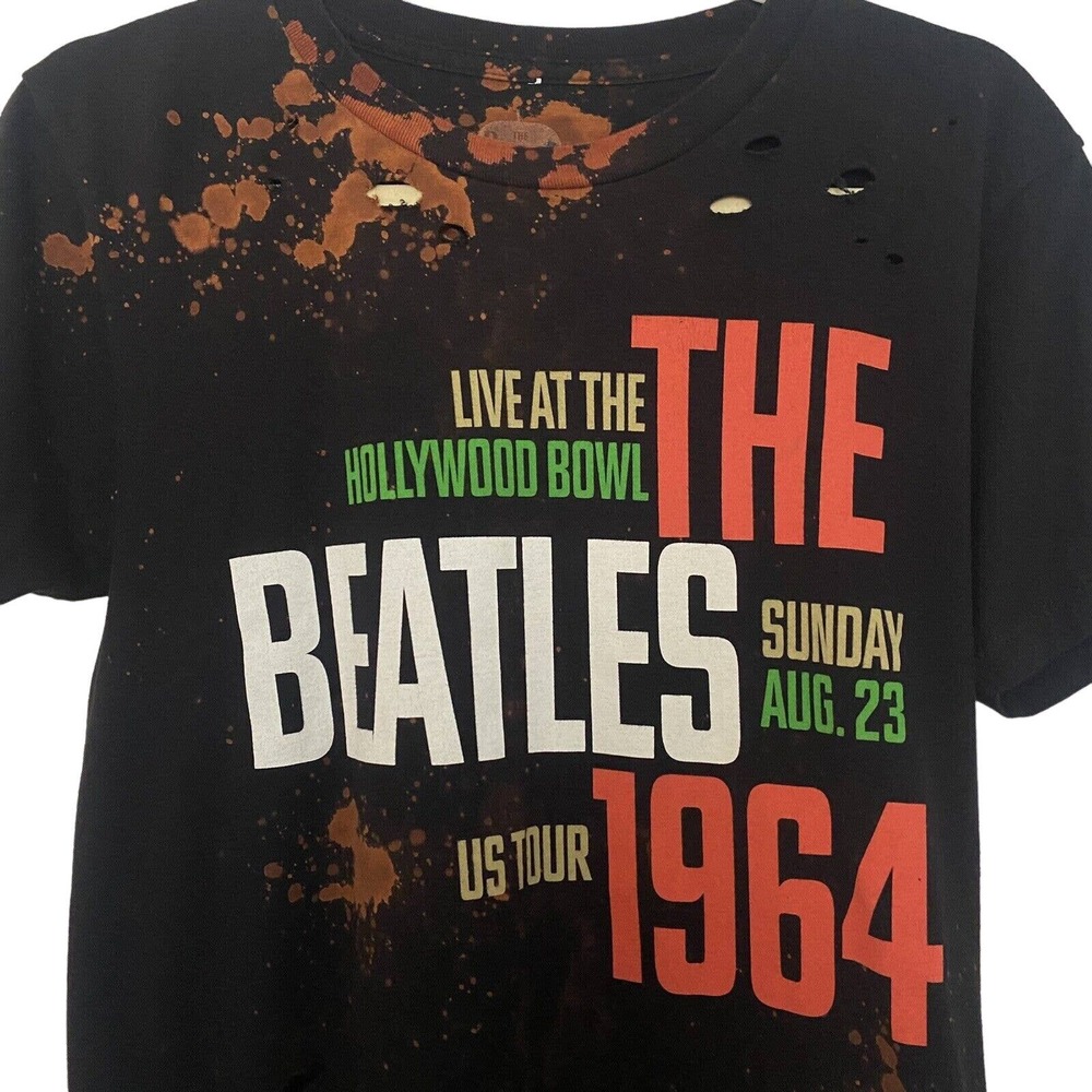 The Beatles 1964 Hollywood Bowl Reworked Bleached Distressed T-Shirt - Small - Picture 2 of 6